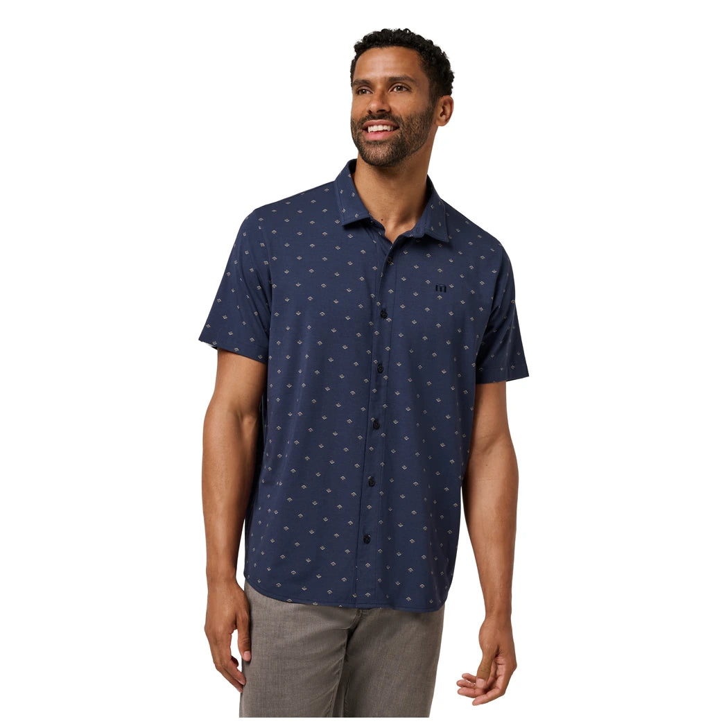 Travis Mathew Comfortknit Geo Skjorte Herre Total Eclipse