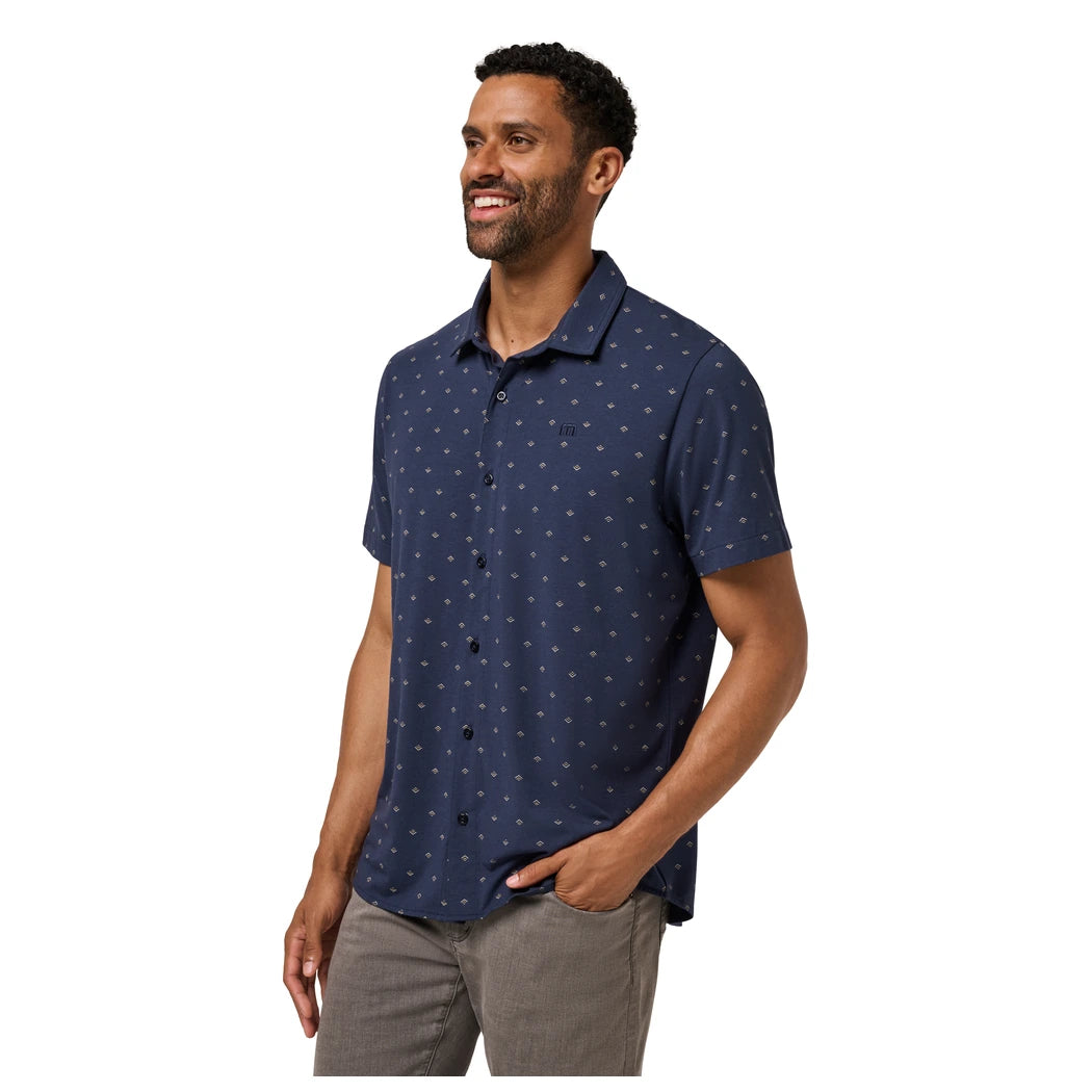 Travis Mathew Comfortknit Geo Skjorte Herre Total Eclipse