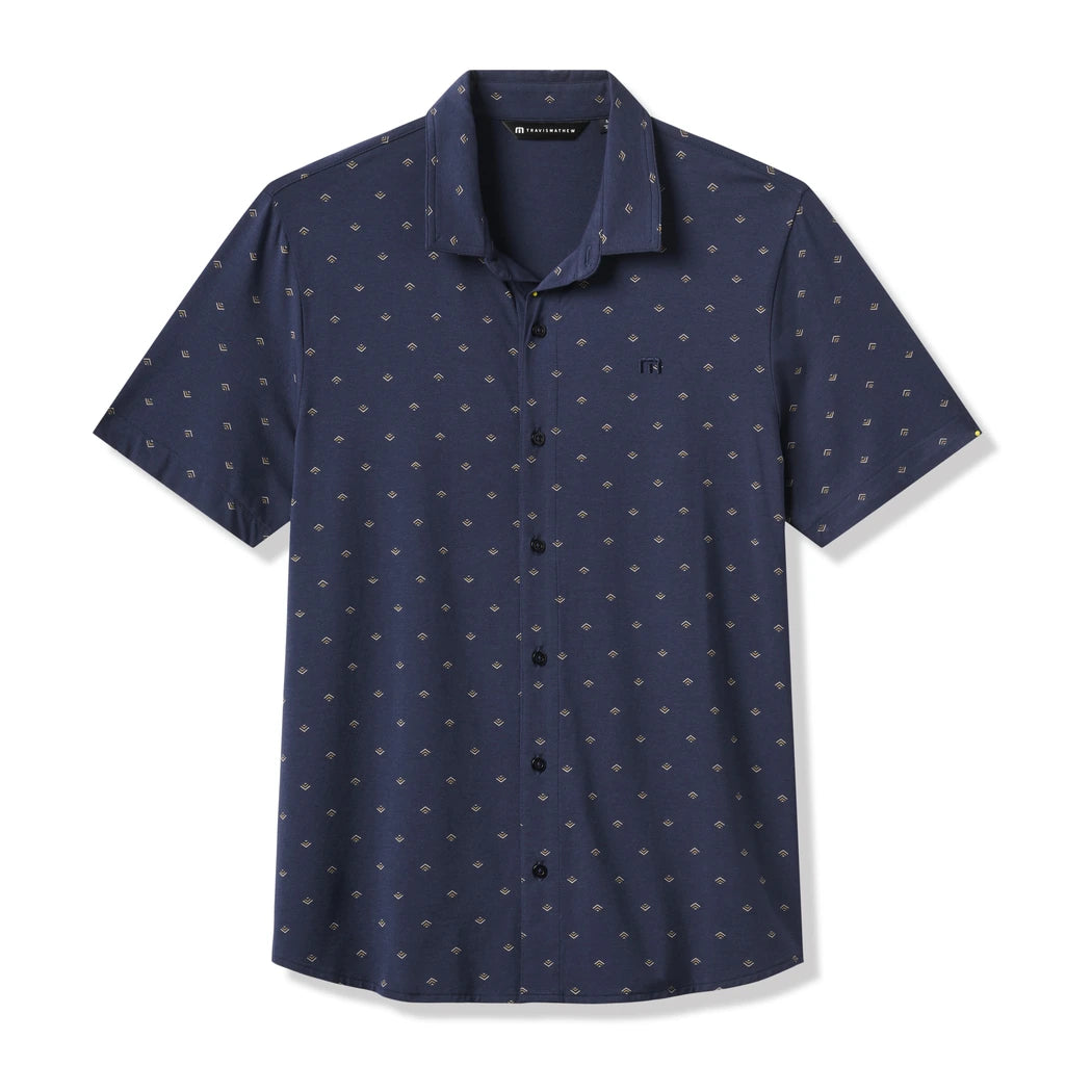 Travis Mathew Comfortknit Geo Skjorte Herre Total Eclipse